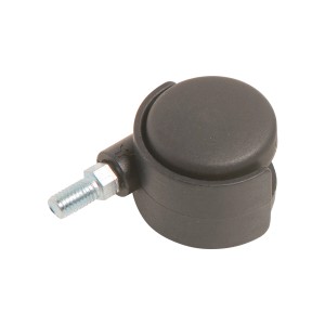 Rotella doppia con filetto, Ø 40 mm, portata 20 kg, in plastica nera.