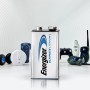 Batteria Energizer Ultimate Lithium 9V, ideale per rilevatori di fumo e dispositivi audio.
