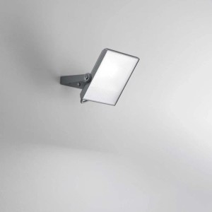 Faro LED da cantiere t.b.t. grigio montato a parete.