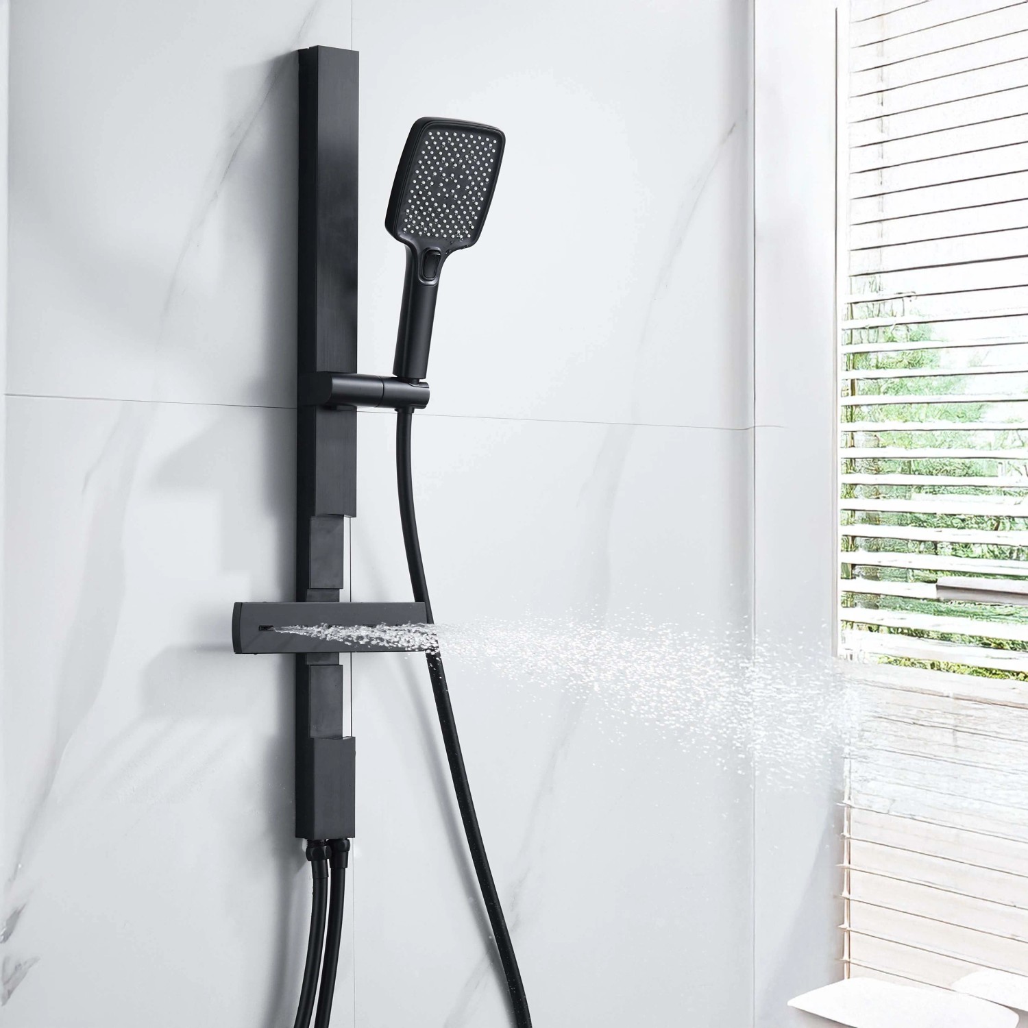 Saliscendi doccia aQuasanit Horizon nero con body jets e doccetta 3 getti_7