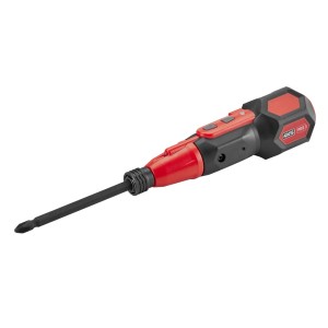Avvitatore a batteria/cacciavite dinamometrico con inserto bit, rosso/nero.