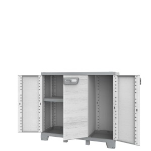 Mobile t.b.t. grigio aperto con due ripiani. Ideale per lo stoccaggio.