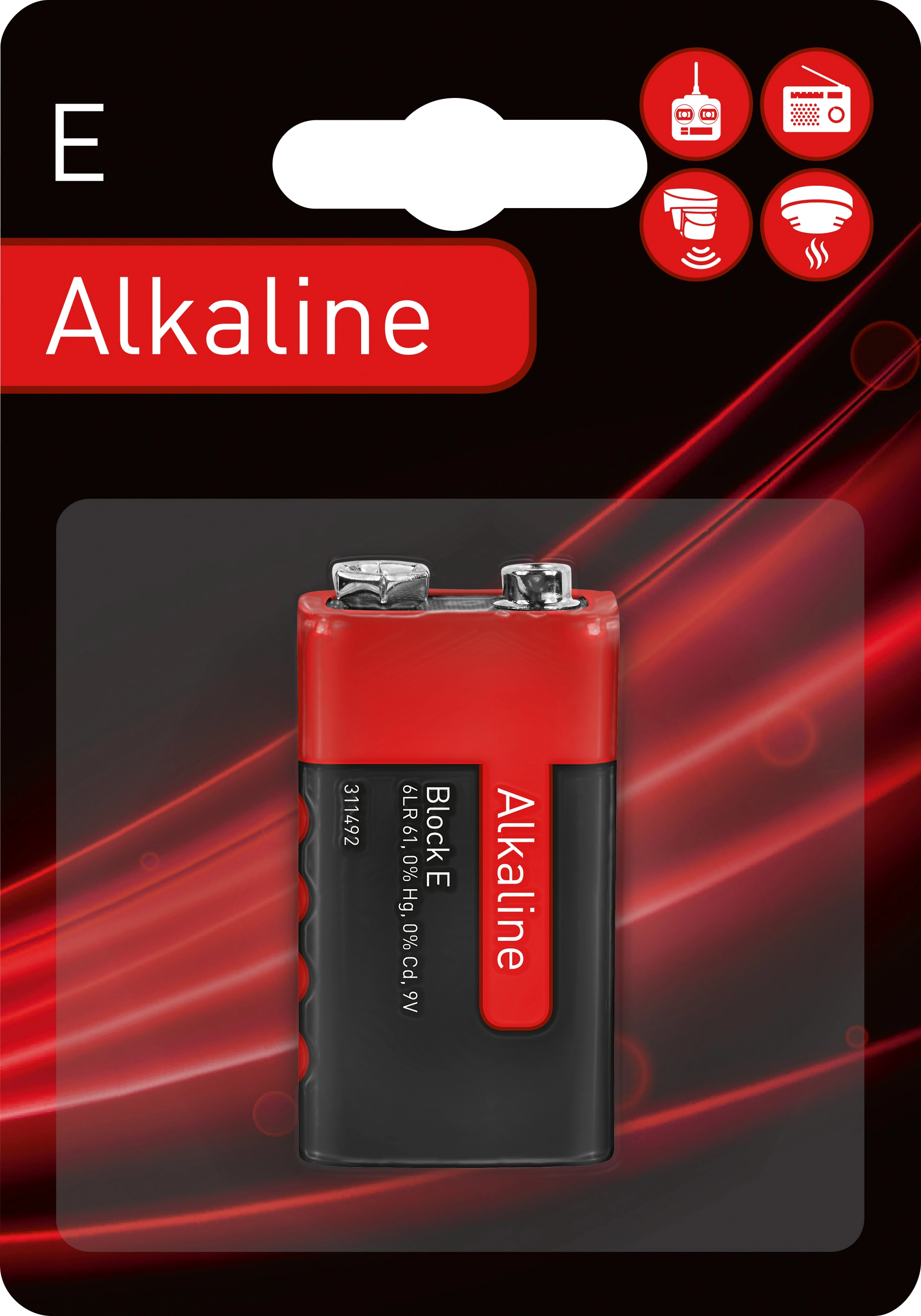 Batteria alcalina OBI 9 V-Block E 1 pz