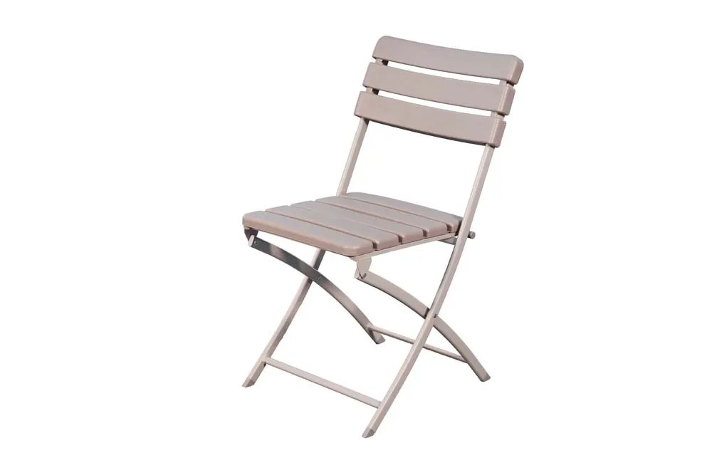 Sedia da giardino pieghevole in acciaio e plastica soffiata