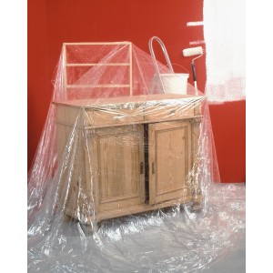 Telo di copertura lattiginoso (4x5m) protegge i mobili da vernice e sporco durante la ristrutturazione.