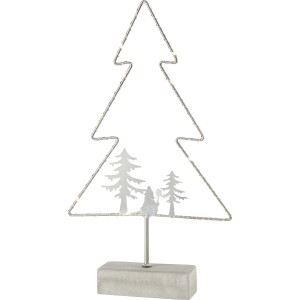Figura decorativa luminosa a forma di abete per interni con motivo forestale.