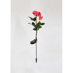 Luce solare decorativa a forma di rosa. Lampada da giardino con pannello solare e picchetto.