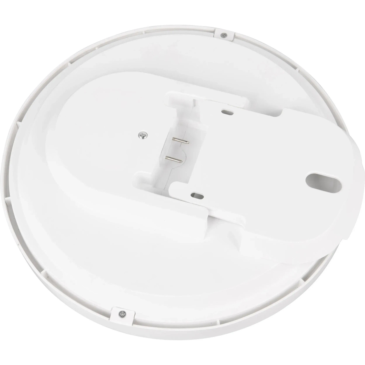 Dettaglio della plafoniera LED nera Reality Spica, forma rotonda, elementi di montaggio visibili.