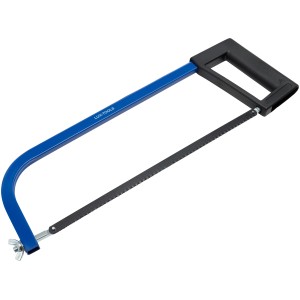 Seghetto per metalli LUX Classic, 300 mm, con telaio tubolare quadrato blu e manico in plastica nera.