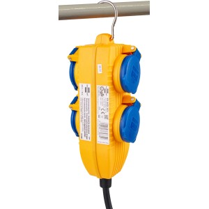 Cavo da cantiere Brennenstuhl con Powerblock, giallo, con 4 prese blu e gancio.