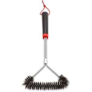 Spazzola per griglia Weber a 3 lati, 46 cm, nero-rosso, per pulire le griglie.