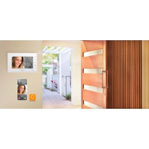 Kit citofonico t.b.t. bianco con monitor e controllo app.