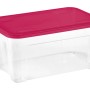 Contenitore trasparente con coperchio rosa. Ideale per lo stoccaggio e l'organizzazione.