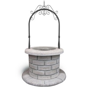 Finto pozzo da giardino decorativo in stile pozzo a tiraggio con staffa in metallo.