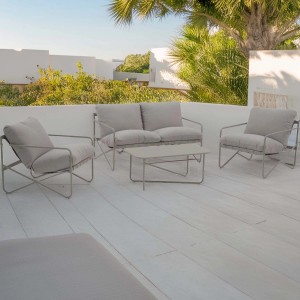 Set di mobili da giardino t.b.t. grigio con divano, poltrone e tavolo per patio o giardino.