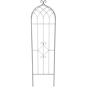 Tutore ad arco ornamentale grigio scuro, 180 cm, in acciaio per piante rampicanti.