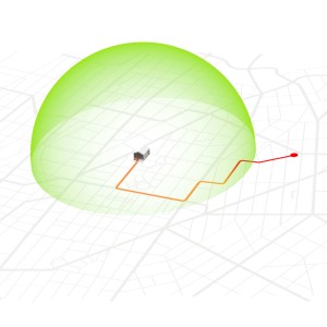 Modulo antifurto Worx Landroid con geofence mostrato su una mappa.