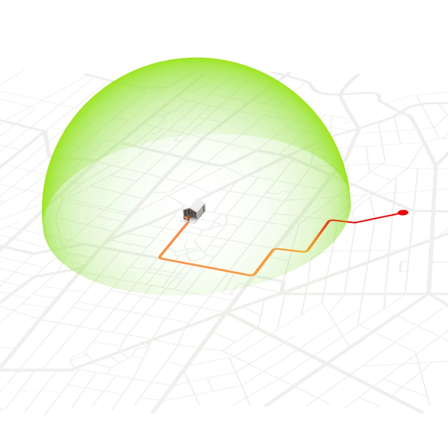 Modulo antifurto Worx Landroid con geofence mostrato su una mappa.