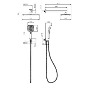 Set doccia aQuasanit Kronos con soffione e doccetta 3 getti cromo