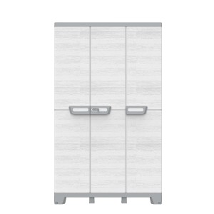 Armadio portautensili t.b.t. a tre ante in bianco e grigio.