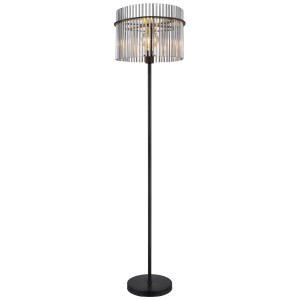 Lampada da terra Globo Gorley, nero/fumè, Ø 38 cm. Lampada di design per illuminazione d'atmosfera.