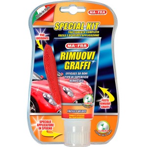 Ma-Fra Special Kit rimuovi graffi con tampone lucidante e applicatore. Cura auto per vernice.