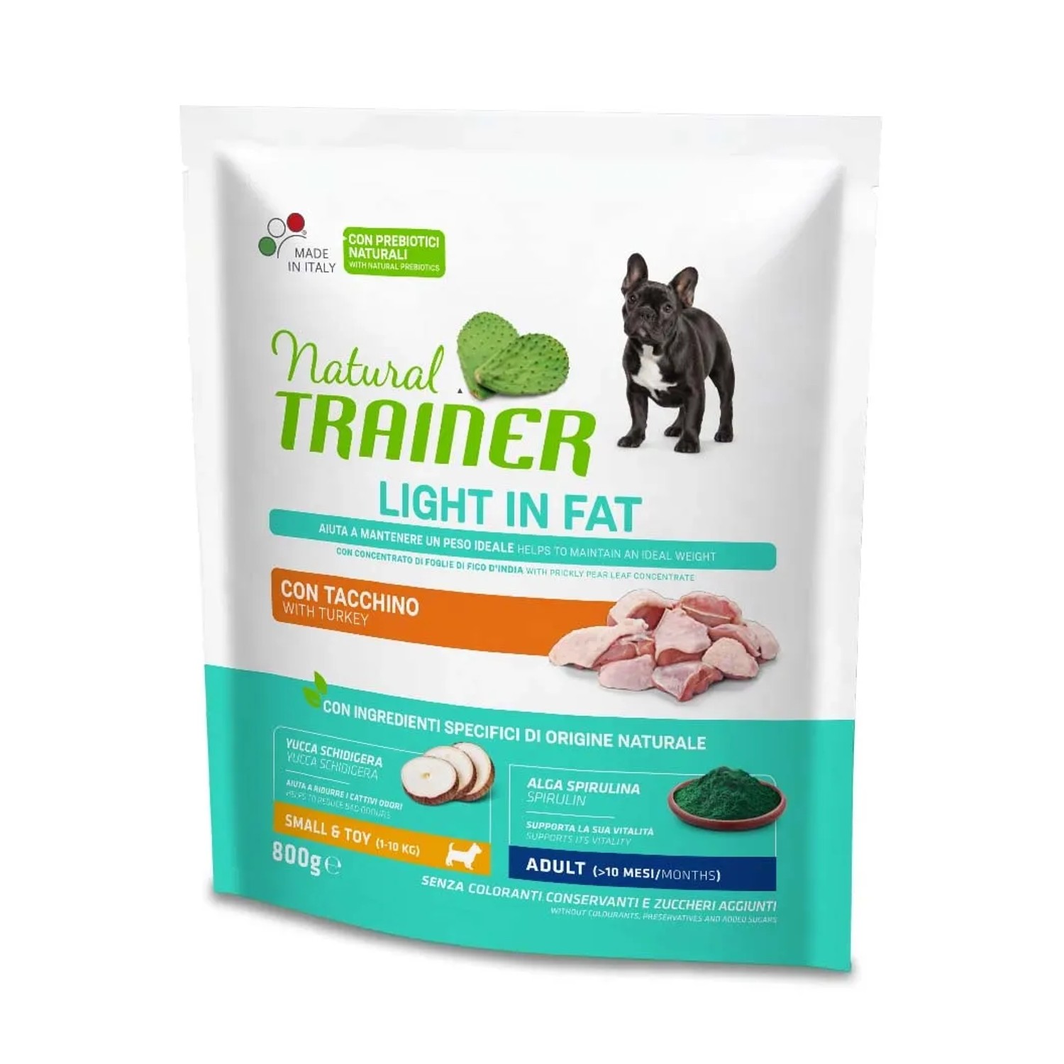 Natural Trainer cibo secco per cani Light in Fat con tacchino per cani di piccola taglia.