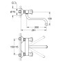 Disegno tecnico: Miscelatore cucina Grohe Costa L per montaggio a parete con dimensioni.