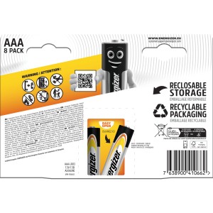 Energizer Alkaline Power AAA, confezione da 8. Energia affidabile per dispositivi di uso quotidiano.