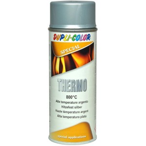 Vernice spray Thermo argento di Dupli-Color per applicazioni resistenti al calore.