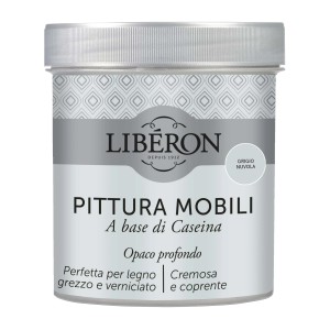 Barattolo di vernice per mobili 'Grigio Nuvola' di Liberon. Ideale per mobili in legno.