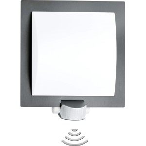 Lampada da parete per esterni Steinel L 20 S antracite con sensore di movimento orientabile.