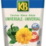 Confezione di concime universale con peperone, fiore e pomodoro come esempi di applicazione.
