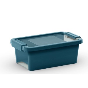 Contenitore/Box t.b.t. blu con coperchio trasparente, ideale per lo stoccaggio.