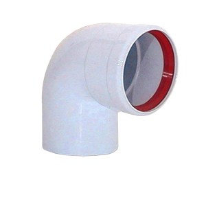 Curva di scarico WC bianca a 90 gradi per l'installazione del water.