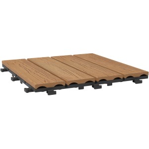 Piastrella a click WPC effetto legno marrone, 30x30 cm, set da 6 per terrazza e balcone.