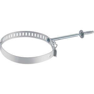 Collare metallico con tassello per fissaggio tubo fumario.