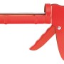 Pistola per cartucce rossa in acciaio per utensili per cartucce da 310 ml con gancio a scaletta.