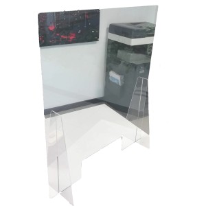 Barriera/schermo protettivo trasparente t.b.t. in vetro acrilico per bancone o tavolo.