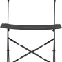 Sedia pieghevole nera da giardino, ideale per balconi e terrazzi.