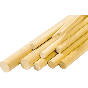 Tondini in legno, piallati lisci, per bricolage e modellismo.