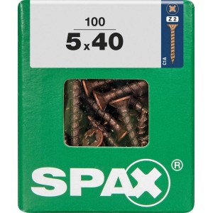 Viti per legno SPAX, 5x40 mm, 100 pezzi in scatola verde.