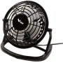 Ventilatore da tavolo nero Vigor con griglia di protezione e base.