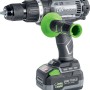 Trapano avvitatore a batteria LUX-TOOLS, grigio/nero con impugnatura verde.