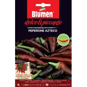 Confezione di semi di Peperoni Azteco (piccante) di Blumen. Ideale per coltivare ortaggi nel proprio giardino.