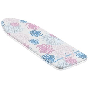 Copriasse da stiro Leifheit Cotton Classic M con motivo floreale rosa e blu.