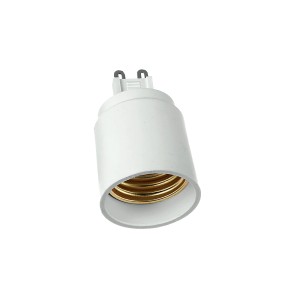 Portalampada bianca con filettatura dorata per lampadine.