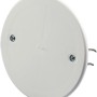 Placca cieca t.b.t. bianca, rotonda, con viti per installazione elettrica.