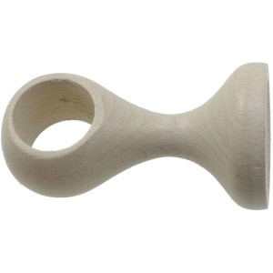 Supporto per bastone per tende in legno chiaro, dettaglio.