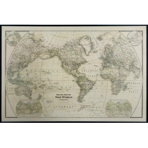 Quadri decorativo con mappa del mondo e cornice nera per la parete.